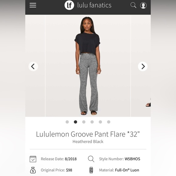 Lululemon Heathered Black Groove Pant Flare Women’s Size 10 - Picture 1 of 7